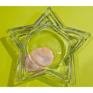 3 piece  HOME INTERIORS STAR CRYSTAL CLEAR GLASS CANDLE HOLDERS 4 in by 3in by 1